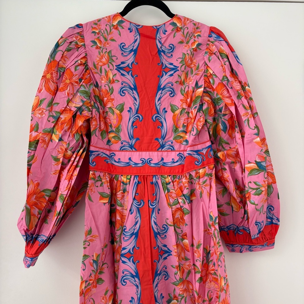 NWT Farm Rio Sicily Flowers Orange Printed Cotton Maxi Dress XS - Picture 8 of 16